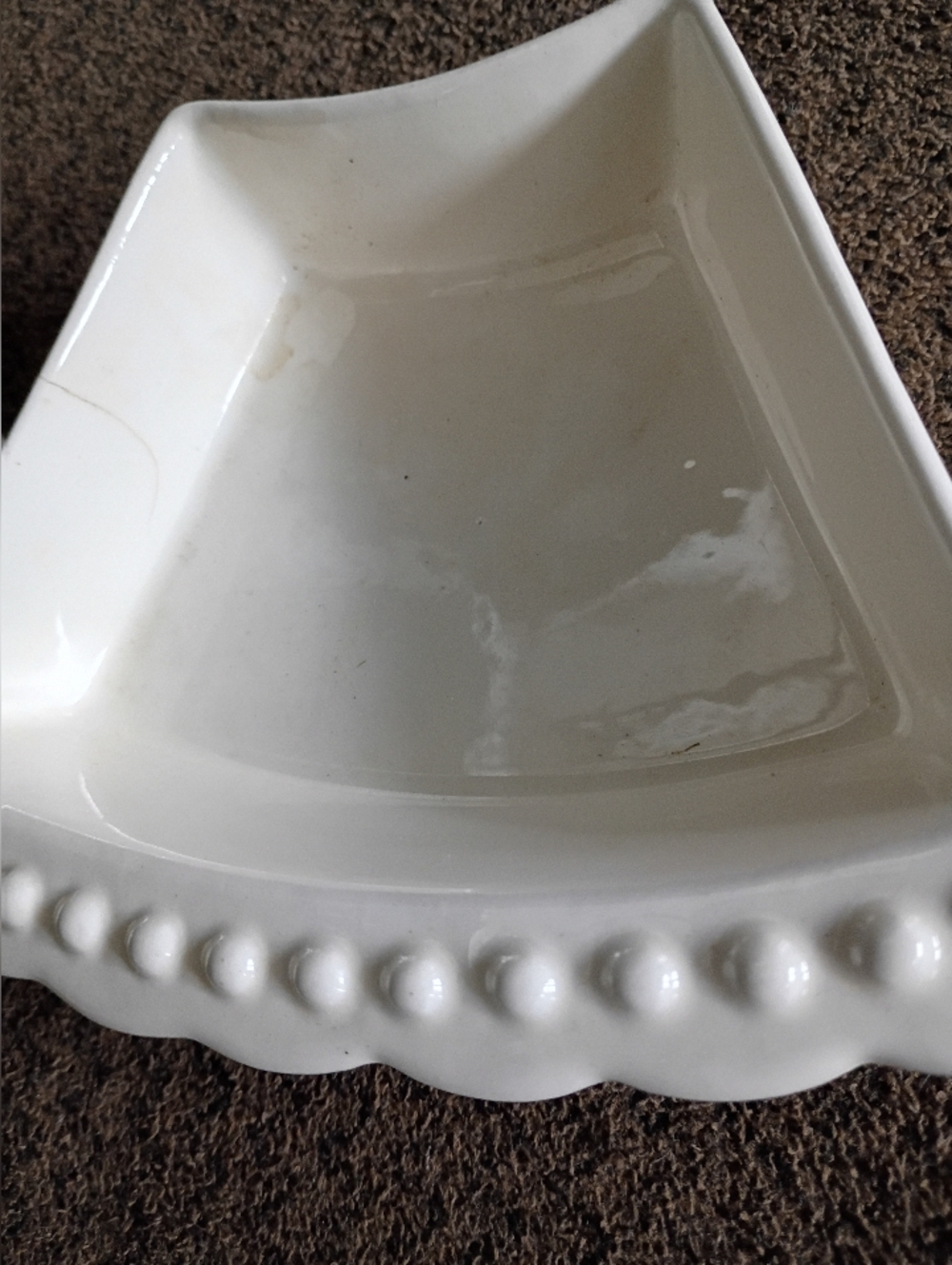 Vintage White Decorative Ceramic Serving Dish with Beaded Edge 3 Available